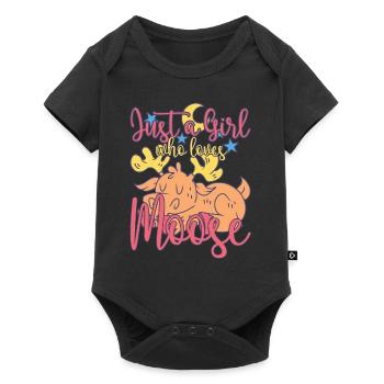 Nur ein Mädchen, das lustige Elchliebhaber liebt - Baby Premium Kurzarmbody - Schwarz - Vorne
