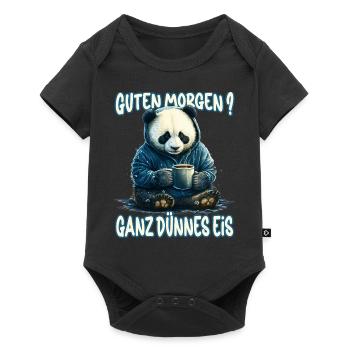Ganz Dünnes Eis Morgenmuffel Panda Bär Kaffee - Baby Premium Kurzarmbody - Schwarz - Vorne