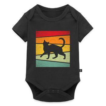 Chat Rétro - Body à manches courtes Premium Bébé - noir - Devant