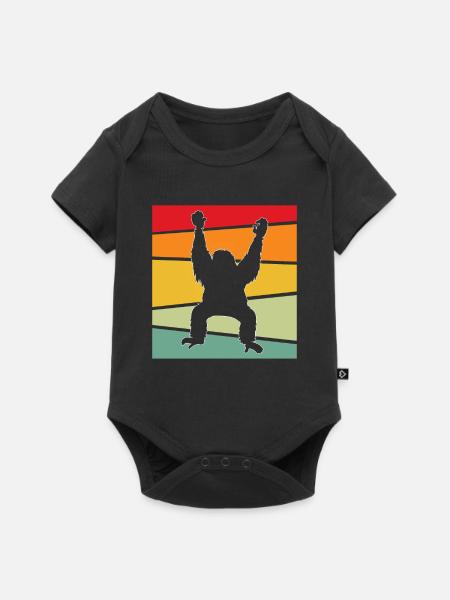 Orang Utan Retro - Baby Premium Kurzarmbody - Schwarz