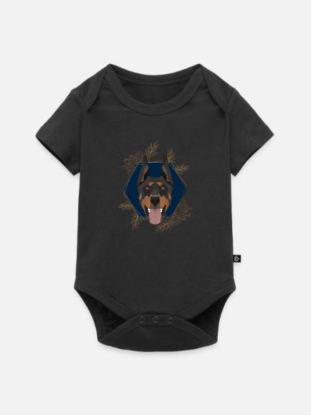 Goldener Hund Dobermann - Baby Premium Kurzarmbody - Schwarz