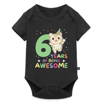 Cat for 6th birthday children six years old - Baby Premium short-sleeve bodysuit - black - Front