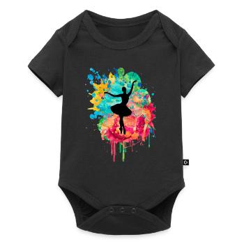 Ballerina in PopArt beim Tanzen - Baby Premium Kurzarmbody - Schwarz - Vorne