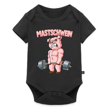 Mastschwein Bodybuilding Fitness Gym - Baby Premium Kurzarmbody - Schwarz - Vorne