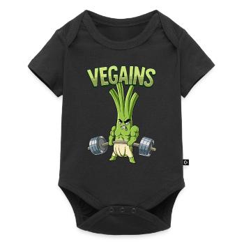 Vegains Vegan Bodybuilding Fitness Gym - Body à manches courtes Premium Bébé - noir - Devant