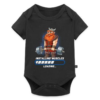 Wikinger Muskeln Aufbauen Bodybuilding Fitness Gym - Baby Premium Kurzarmbody - Schwarz - Vorne
