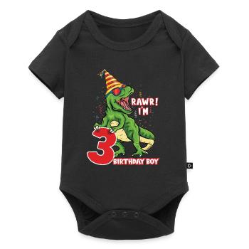 Rawr i'm 3 Birthday Boy Dinosaur Saurus Lover - Baby Premium short-sleeve bodysuit - black - Front