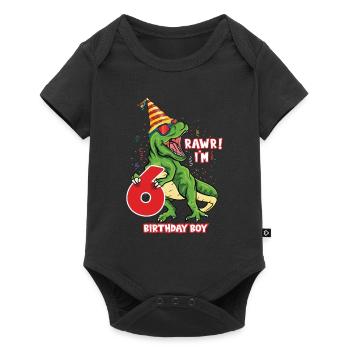 Rawr i'm 6 Birthday Boy Dinosaur Saurus Lover - Baby Premium short-sleeve bodysuit - black - Front