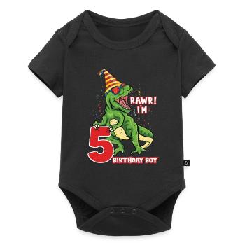 Rawr i'm 5 Birthday Boy Dinosaur Saurus Lover - Baby Premium short-sleeve bodysuit - black - Front