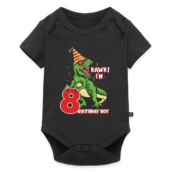 Rawr i'm 8 Birthday Boy Dinosaur Saurus Lover - Baby Premium short-sleeve bodysuit - black - Front