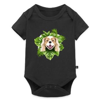 Tropical Cavalier King Charles Spaniel - Baby Premium short-sleeve bodysuit - black - Front