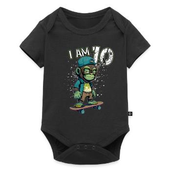 Children birthday 10 years - skater monkey - Baby Premium short-sleeve bodysuit - black - Front