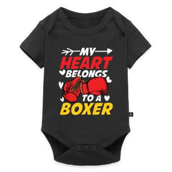 My Heart Belongs To A Boxer - Baby Premium Kurzarmbody - Schwarz - Vorne