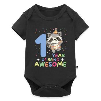 Raccoon for the 1st birthday for children one year old - Baby Premium short-sleeve bodysuit - black - Front