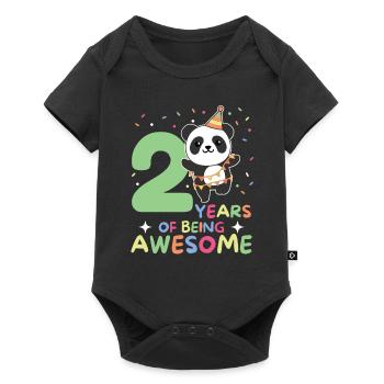 Panda for 2nd birthday children two years old - Baby Premium short-sleeve bodysuit - black - Front
