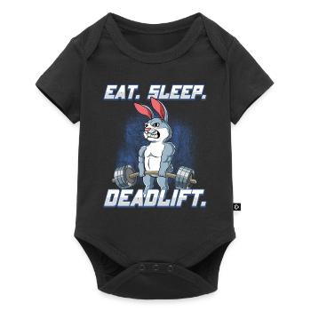 Rabbit Bodybuilding Fitness Gym Deadlift - Baby Premium short-sleeve bodysuit - black - Front