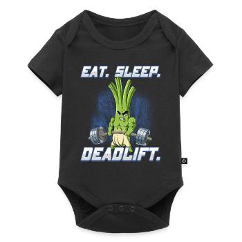 Leek Bodybuilding Fitness Gym Deadlift - Baby Premium short-sleeve bodysuit - black - Front