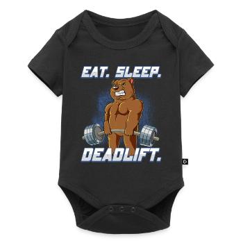 Bear Bodybuilding Fitness Gym Deadlift - Baby Premium short-sleeve bodysuit - black - Front
