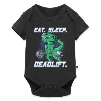 T-Rex Bodybuilding Fitness Gym Deadlift - Baby Premium Kurzarmbody - Schwarz - Vorne