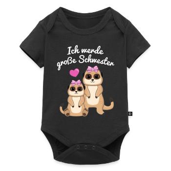 Ich Werde Große Schwester Erdmännchen Geschenk - Baby Premium Kurzarmbody - Schwarz - Vorne