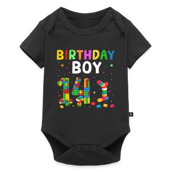 Birthday child building blocks 14 years old - Baby Premium short-sleeve bodysuit - black - Front