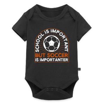 Schule ist wichtig, aber Fußball ist noch wichtige - Baby Premium Kurzarmbody - Schwarz - Vorne