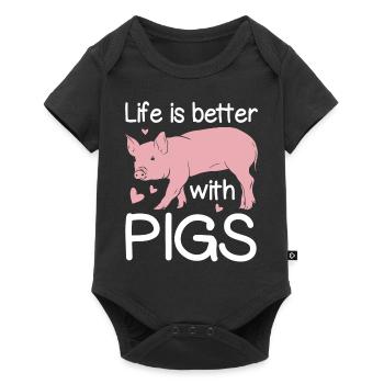 La vie est meilleure avec des cochons drôles - Body à manches courtes Premium Bébé - noir - Devant