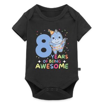 Dino pour les enfants de 8 ans de huit ans - Body à manches courtes Premium Bébé - noir - Devant