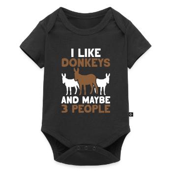 I like donkeys and maybe 3 people farm - Baby Premium short-sleeve bodysuit - black - Front