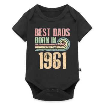 Die Besten Väter Sind 1961 Geboren, 62 Jahre Alt, - Baby Premium Kurzarmbody - Schwarz - Vorne