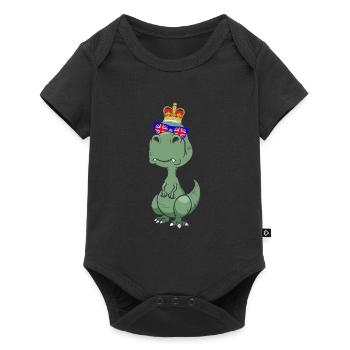 Dino Queen Elizabeth II British Crown T-Rex - Body à manches courtes Premium Bébé - noir - Devant