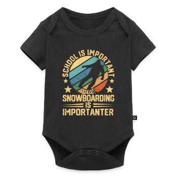 School is important, but snowboarding is more important - Baby Premium short-sleeve bodysuit - black - Front