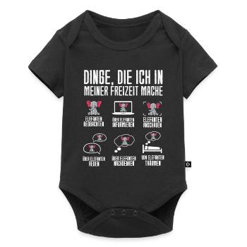 Dinge Die Ich In Meiner Freizeit Mache Elefanten - Baby Premium Kurzarmbody - Schwarz - Vorne
