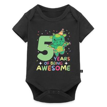 Drache zum 5. Geburtstag Kinder fünf Jahre alt - Baby Premium Kurzarmbody - Schwarz - Vorne