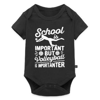 School is important, but volleyball is still - Baby Premium short-sleeve bodysuit - black - Front