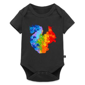 Farbspritzer Eichhörnchen Buntes Eichhörnchen - Baby Premium Kurzarmbody - Schwarz - Vorne