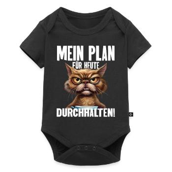 Mein Plan Für Heute Durchhalten! - Baby Premium Kurzarmbody - Schwarz - Vorne