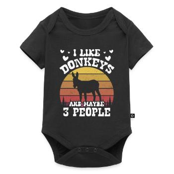 I like donkeys and maybe 3 people farm - Baby Premium short-sleeve bodysuit - black - Front