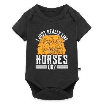I just like horses very much rider horse riding - Baby Premium short-sleeve bodysuit - black - Front