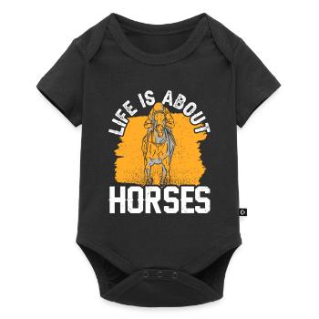 Life consists of horses riding horse - Baby Premium short-sleeve bodysuit - black - Front
