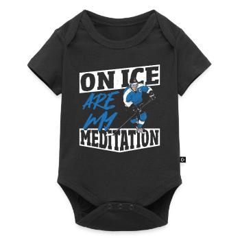 Sur la glace sont mon joueur de hockey sur glace de méditation - Body à manches courtes Premium Bébé - noir - Devant