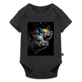 Artful portrait of two pigs - Baby Premium short-sleeve bodysuit - black - Front