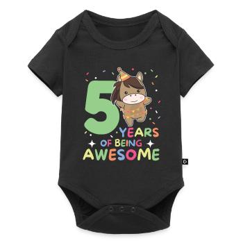 Horse for 5th birthday Children five years old - Baby Premium short-sleeve bodysuit - black - Front
