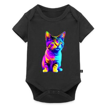 Colorful Rainbow Kitten - Baby Premium short-sleeve bodysuit - black - Front