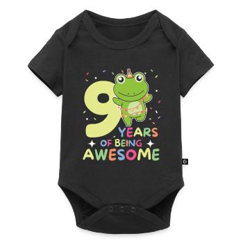 Grenouille pour 9e anniversaire Enfants de neuf ans - Body à manches courtes Premium Bébé - noir - Devant