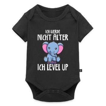 Ich werde nicht älter ich Level Up Gamer Elefant - Baby Premium Kurzarmbody - Schwarz - Vorne