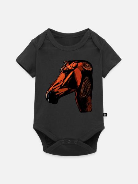 Pferd Tier Motiv - Baby Premium Kurzarmbody - Schwarz