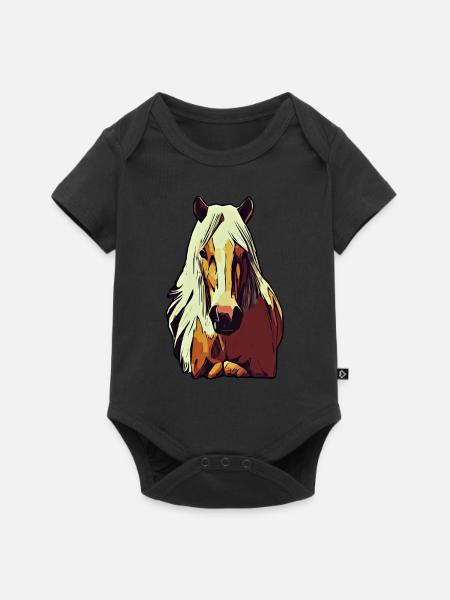 Pferd Tier Motiv - Baby Premium Kurzarmbody - Schwarz