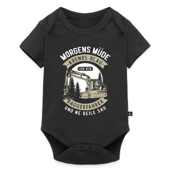 Bagger Baggerführer Baustelle Bauarbeiter für - Baby Premium Kurzarmbody - Schwarz - Vorne