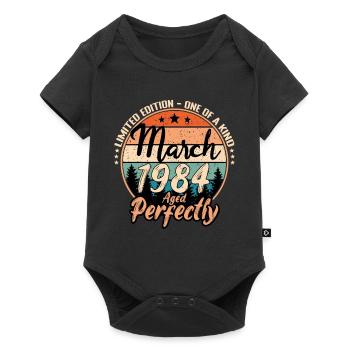 März 1984 Jubiläum 1984 Legenden März - Baby Premium Kurzarmbody - Schwarz - Vorne